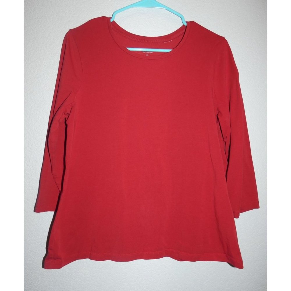 Women's Red 3/4 Sleeve T-Shirt Blouse, Chico's, Size Large